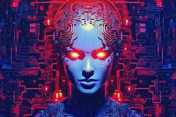 Mix of android and artificial intelligence robot