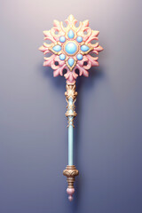 Aufkleber - A pastel-colored geometric king's scepter adorned with intricate geometric motifs and gentle hues, symbolizing authority and power.  