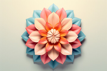 Poster - A pastel-colored geometric flower illustration poster with geometric patterns and gentle pastel hues, adding a modern and artistic touch to walls.  
