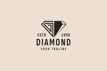 Sticker - vintage style diamond logo vector icon illustration