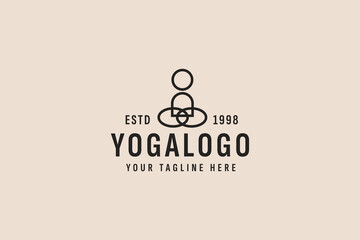 Sticker - vintage style yoga logo vector icon illustration