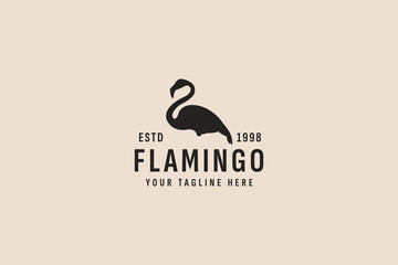 Wall Mural - vintage style flamingo logo vector icon illustration