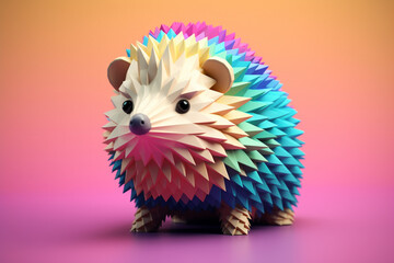 Wall Mural - A pastel-colored geometric-style Hedgehog artwork with intricate geometric shapes and soft pastel hues, showcasing the beauty of nature in a modern design