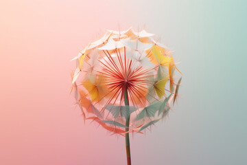Poster -  A pastel-colored geometric-style dandelion artwork with intricate geometric shapes and soft pastel hues, showcasing the beauty of nature in a modern design.