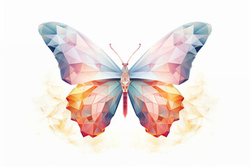 Leinwandbilder - A pastel-colored geometric-style Butterflies artwork with intricate geometric shapes and soft pastel hues, showcasing the beauty of nature in a modern design. 