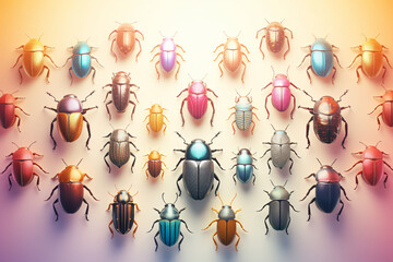 Leinwandbilder - A pastel-colored geometric-style Beetles artwork with intricate geometric shapes and soft pastel hues, showcasing the beauty of nature in a modern design. 