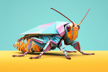 Aufkleber - A pastel-colored geometric-style Crickets artwork with intricate geometric shapes and soft pastel hues, showcasing the beauty of nature in a modern design.