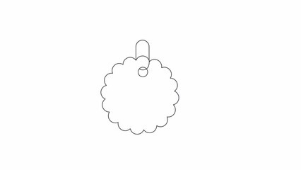 Poster - Round wavy edge badge mockup bw outline 2D object animation. Sunburst circle sticker monochrome linear cartoon 4K video. Starburst shaped price tag empty animated element isolated on white background