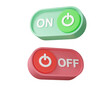 © N ON NE ON - Power button on and off icon toggle switch buttons on  isolated background. modern development UX UI application mobile phone design interface, minimal cartoon style elements. 3d render