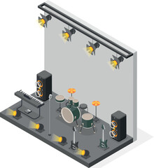 Wall Mural - Rock Music Isometric