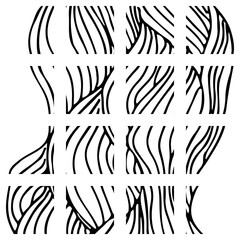 Leinwandbilder - Simple minimalist wave pattern. Hand drawn graphic line art. Modern abstract  landscape. Monochrome black and white curly doodles.