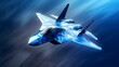 fighter jet in flight from abstract polygonal point