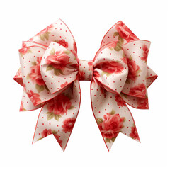 Wall Mural - Floral pattern party gift bow decoration against a white background