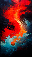 Canvas Print - Abstract image with red, orange, and blue colors.