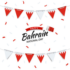 Poster - Vector Illustration of National Day Bahrain. Garland with the flag of Bahrain on a white background.
