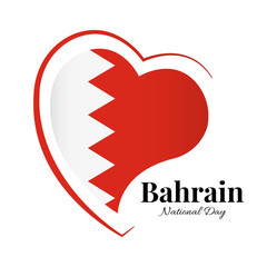 Poster - Vector Illustration of National Day Bahrain. National flag in heart shaped.
