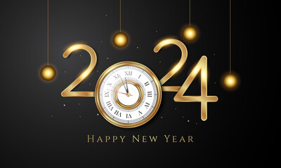 Wall Mural - 2024 Happy New Year Background Design. Vector Illustration.