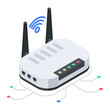 Get this isometric icon of wifi router 