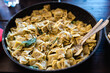 Traditional pan of Ravioli burro e salvia, butter and sage, a Sunday plate in Piemonte.