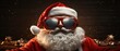 Cool Santa Claus with red  sunglasses  on. Cool and funny Santa Claus, Christmas and holiday card. 