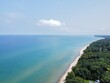 Aerial view of Lake Michigan Beach on a cloudy day