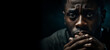 The Pain of Depression: A Portrait of a Black Man in anxiety, depicting a sad depressive state, depression concept text copyspace banner background
