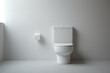 Minimal modern toilet in white bathroom background.