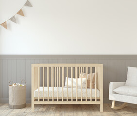 Canvas Print - Nursery interior. 3d render.