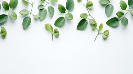 Poster - Minimalistic arrangement of leaves Nature theme Flat lay