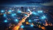 © vxnaghiyev - Smart city concept illustrated by wifi icon cityscape and network connection