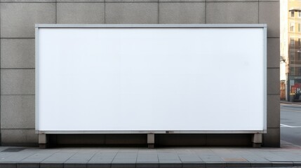 Wall Mural - Wrinkled white poster mockup on textured wall with empty urban advertising canvas