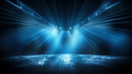 Aufkleber - Stage lights highlight the empty blue backdrop
