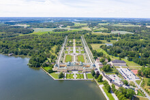 Stockholm, Sweden - June 23, 2019: Drottningholm. Drottningholms Slott. Well-preserved Royal Residence With A Chinese Pavilion, Theater And Gardens. Aerial Photography