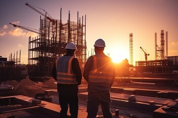 Leinwandbilder - An engineer looking forward in a protective helmet