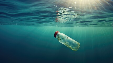 Poster - Plastic bottle drifting underwater polluting the Red Sea
