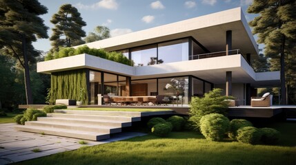 Poster - Stunning contemporary home garden view