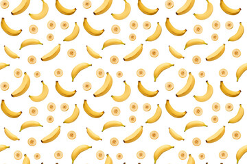 Wall Mural - bananas and slices of banana, seamless pattern background