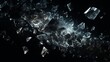 Crushed ice on a dark background. Broken pieces of ice are dispersed. the ice's detonation