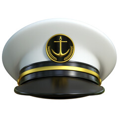 Poster - Navy cap, ship officer, admiral, sailor, naval captain hat front view 3d rendering