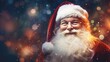 © Synthetica - Santa claus with christmas gift against blurred background.