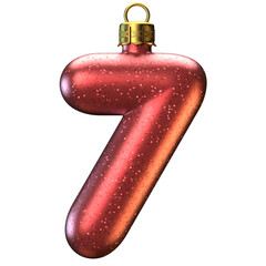Poster - Christmas tree decoration font 3d rendering, number 7