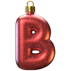 Poster - Christmas tree decoration font 3d rendering, letter B
