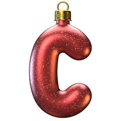 Poster - Christmas tree decoration font 3d rendering, letter C