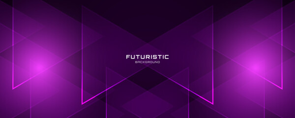 3D purple techno abstract background overlap layer on dark space with glowing triangles effect decoration. Modern graphic design element lines style concept for banner, flyer, card, or brochure cover