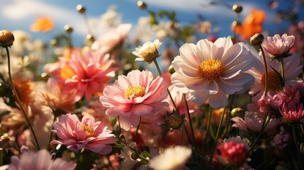 Sticker - Beautiful wild flowers near the water. Beautiful views of nature.