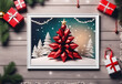 A small mockup with a Christmas concept. High quality photo.