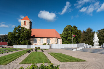 Wall Mural - Lutheran church and brothers' cemetery in Lestene, Latvia.