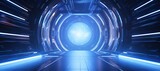 Fototapeta Do przedpokoju - futuristic underground tunnel with blue light