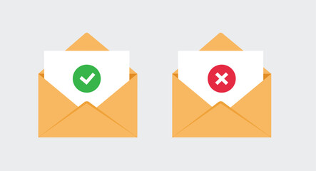 Poster - Envelope with approved and rejected notification in message