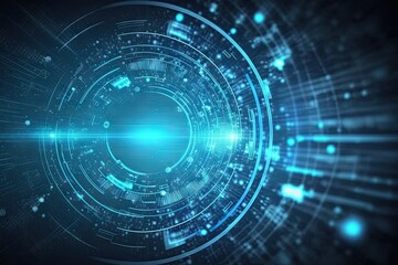 Poster - digital universe. exploring technology frontier. futuristic tech network. abstract background. cyber